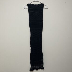 bebe Tank Dress Womens Small Black Bodycon Stretch Mesh Sleeveless Goth Grunge